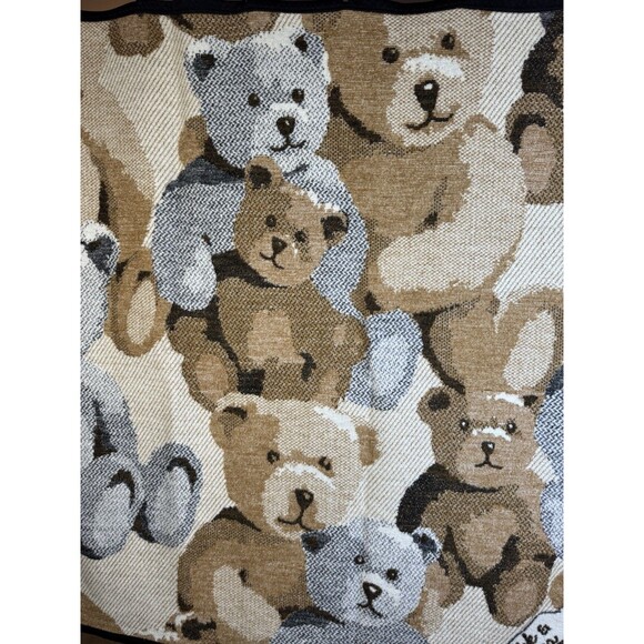 Biederlack Aurora Nick & Nora Blanket Throw Bear All Over Print 57” x 57” - Picture 2 of 5